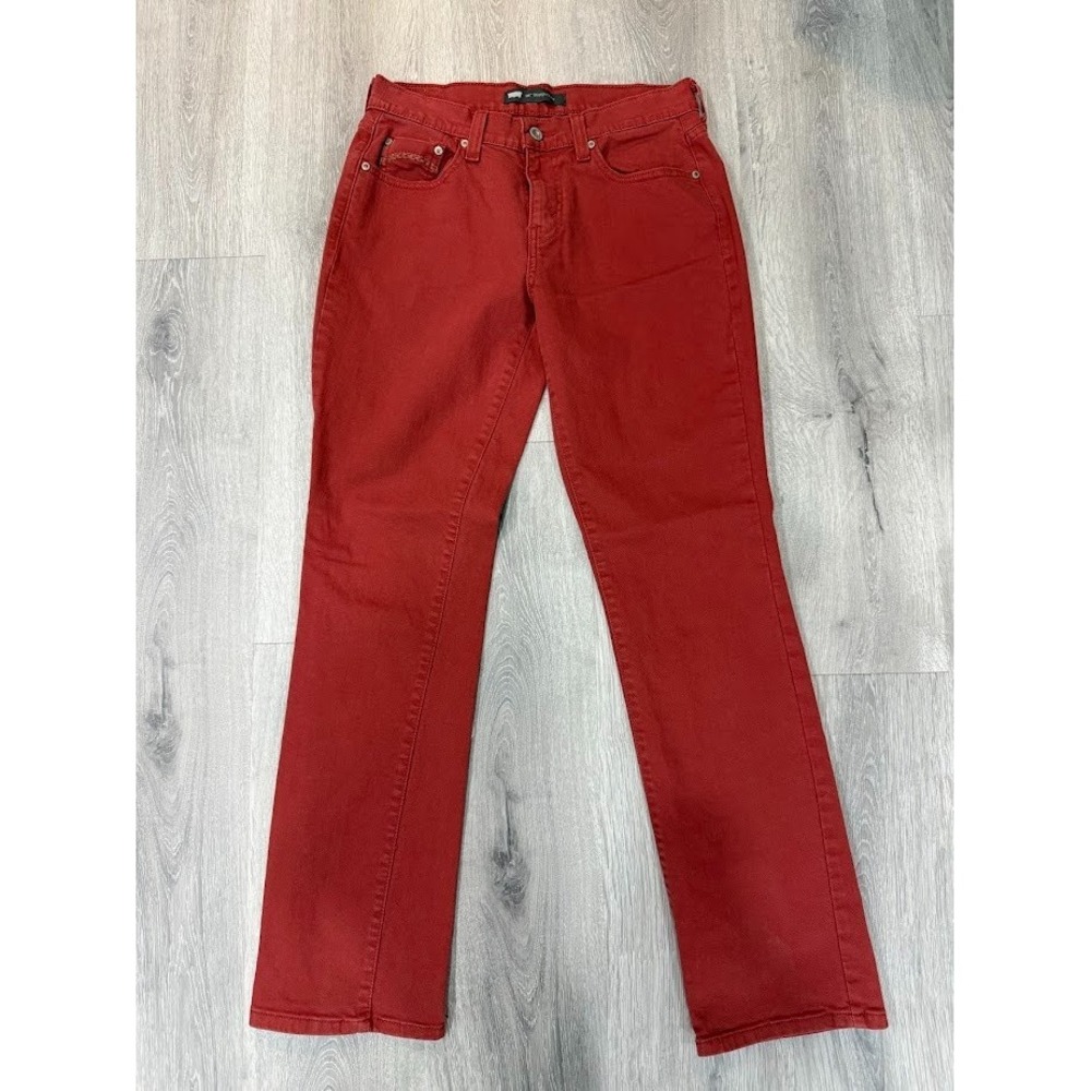 Levis 505 Jeans Womens 4 Straight Leg Burgandy Mid Rise Stretch Denim VTG 28x31
